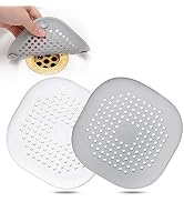 Hair Catcher,Square Hair Drain Cover for Shower Silicone Hair Stopper with Suction Cup,Easy to In...