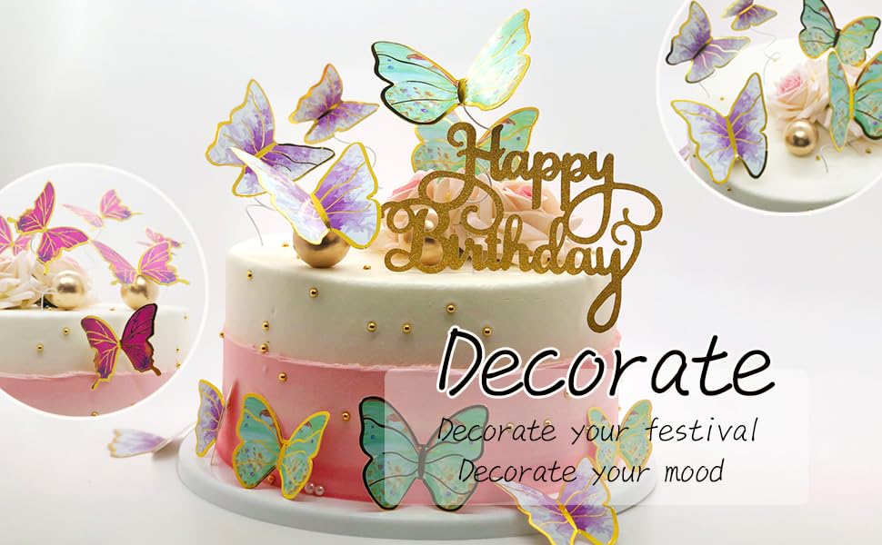 Butterfly Cake Toppers Decorations Birthday Party Cake Decorations Decoration