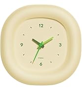 mooas Cute Mini Analog Marshmallow Clock 6.9 Inch Aesthetic Small Silent Bedside Desk Clock Batte...