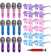 Irosiy 25 Pcs Kpop Party Supplies – 12 Inflatable Microphones & 12 Rimless Star Sunglasses with A...