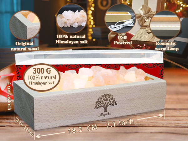 Himalayan Salt Lamp, 100% Natural Salt, Original Wood, USB Powered, Romantic Warm Lamp