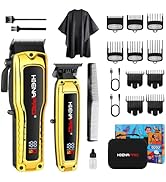 HIENA PRO Professional Hair Clipper Set for Men, Cordless Barber Clipper Set and Trimmer Kit, Ele...
