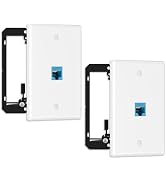 FGB 10Gbps Ethernet Wall Plate, 1 Port CAT6 Wall Plate and Jack, RJ45 Ethernet Wall Outlet with S...