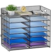 Lavatino 7 Tier Paper Organizer for Desk, Mesh Literature Organizer, Mail File Sorter Tray with H...