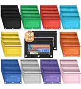 Shemira Pencil Pouch for 3 Ring Binder, 160 Pack Pencil Pouches Bulk in 10 Colors, Binder Pencils...