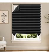 Black No Drill 100% Blackout Blinds, 100% Polyester Non-Paper Pleated Shades, 26x59 Inch Cordless...