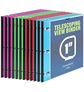 WOT I Telescoping 3 Ring Binder 1 Inch 12PCS, Flexible Binder with Expandable Spine+Customized Fr...