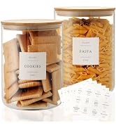 CZZGSM Set of 2 Large Glass Flour and Sugar Containers - 100 Fl oz Thicken Glass Storage Jars wit...