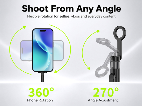 Shoot From Any Angle, Flexible rotation for selfies, everyday content
