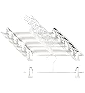 Pants Hangers with Clips - 20 Pack Heavy Duty, Non-Slip Adjustable Space Saving Skirt Hangers for...
