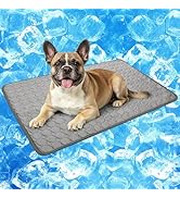 Dog Cooling Mat, Breathable Cooling Mat for Dogs Washable Cold Crate Pad Cooling Dog Bed, Non-Sli...