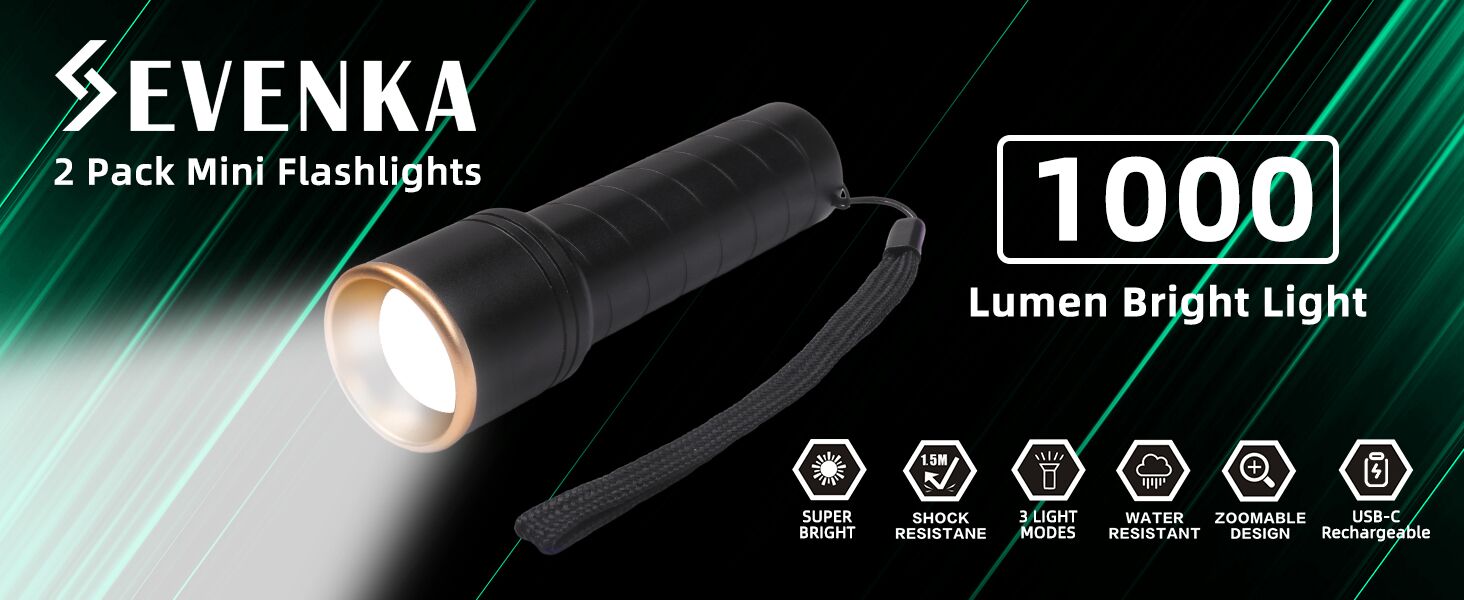 rechargeable LED Mini Flashlight, Bright Small Handheld Pocket Flashlights Tactical High Lumens