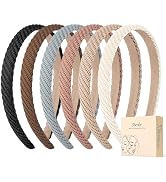 obeoby 6 Pack Trendy Headbands for Thicker Hair, Non Slip 0.6 inch Thin Knitted Hairbands Assorte...