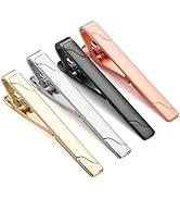 Tie Clips for Men, 4 Pack Elegant Polished Tie Clip Set with Gift Box. Tie Bar Tie Pinch Tie Clas...