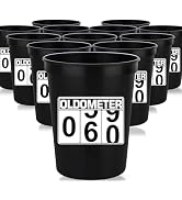 Oldometer 60th Birthday Party Cups 16oz - 60th Birthday Glasses Set of 12 Black, 60th Birthday