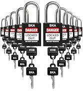 TRADESAFE Lockout Tagout Lock Sets, 10 Black Keyed Alike Unlimited Grouping Safety Padlocks, 2 Ke...