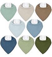 CIVARUA KIDS Muslin Baby Bibs 8 Pack, Baby Bandana Drool Bib for Drooling and Teething, 100% Cott...