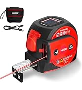 Hautmec 2 in 1 Digital Laser Tape Measure, 197ft/60m Digital Measuring Tape & 16ft/5m Auto Lock T...