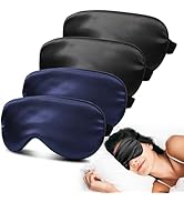 4 Pack Silky Sleep Masks for Women Men, JroyJoy 100% Blackout and Super Soft for Sleeping with Ad...