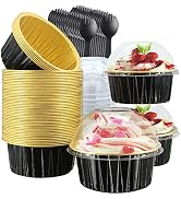 5oz Foil Ramekins with Lids 50 Pack,Free-Air Aluminum Foil Cupcake Liners Muffin Cups,Disposable ...