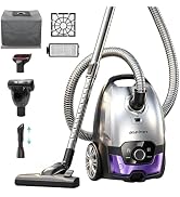 Aspiron Canister Vacuum,1700W/45KPA Bagged Vacuum Cleaner,6QT Large Capacity,Auto Cord Rewind,HEP...