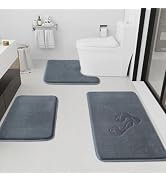 HUXMEYSON Bathroom Rugs Sets 3 Piece, Non-Slip & Quick Dry Bath Mat Set, Ultra Soft Velvet Bath R...