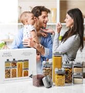 Shazo Airtight Container Set for Food Storage - 7 Piece Set + Heavy Duty Plastic - BPA Free - Air