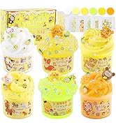 6 Packs Gradient Yellow Slime Kit - Cloud Slime, Butter Slime & Clear Slime, Crunchy Slime for Ki...