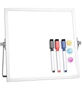 Lumspax Small Desktop White Board with Stand, 10" x 10" Double-Sided Silver Aluminium Frame White...