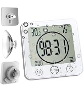 Waterproof Bathroom Wall Clock and Timer, Digital Water Resistant Hanging Timer for Shower, Large...