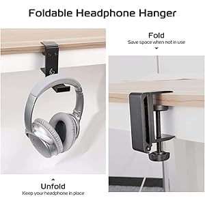 Foldable headphone hanger