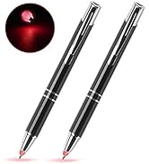 GS GLOWSEEN Lighted tip Penlight,LED Ballpoint Flashlight Writing Pens for Night Writer - 2 PK (R...