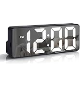 Lafocuse Digital Alarm Clock Mirror LED Bedside, 6.7" Display Digital Clock Type-C/Battery Powere...