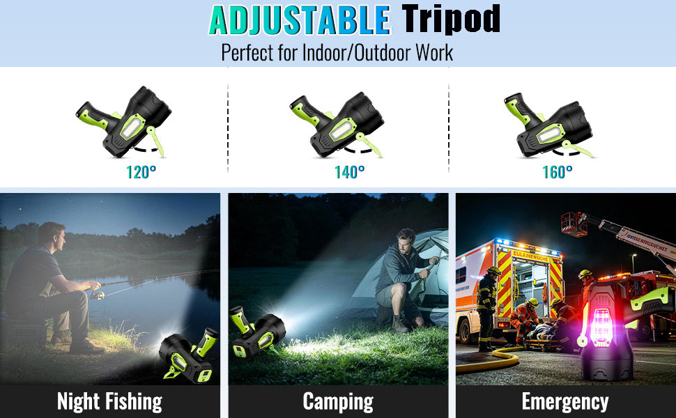 Rechargeable Spotlight Super Bright Handheld LED Flashlight High Lumens Powered Large Searchlight