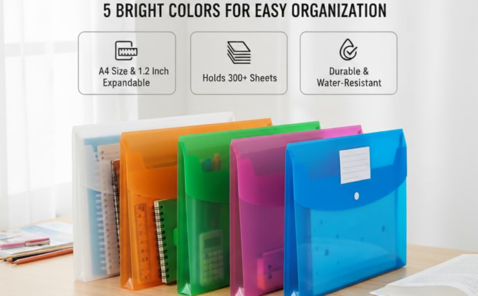 Large-Capacity Plastic envelopes A4 Letter Size