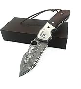 ALBATROSS HGDK007 EDC Sharp Damascus Folding Pocket Knife with Liner Lock-Cote D'Ivoire Sandalwoo...
