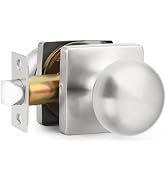 GOBEKOR 1 Pack Passage Door Knobs Interior Brushed Nickel Square Keyless Door Knobs Closet Hall D...
