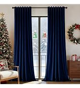 Joydeco Pinch Pleated Velvet Curtains 84 Inch Long 2 Panel Set for Living Room Bedroom, Back Tab ...