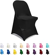 ManMengJi Spandex Folding Chair Covers, Black Folding Chair Slipcovers 12 PCS, Universal Fitted C...