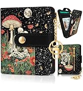 Jogjam Mushroom Skull Rfid Ladies Wallet, Small Slim Thin Compact Credit Card Women Wallet, Skele...