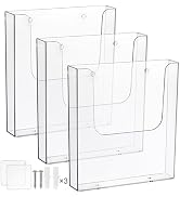 Suwimut 3 Pack Acrylic Brochure Holder, 8.5 x 11 Inch Brochure Holder Wall Mount, Clear Literatur...