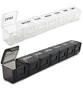 2 Pack Weekly Pill Organizer, Large 7 Day Pill Case, Daily Vitamin Case Medicine Box, AM/PM Pill ...