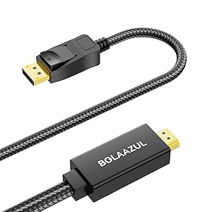 Male HDMI 2.0 in to Male DP 1.2 Out Cord Gold-Plated Connector 4K 6FT(1.8M) DVD to Monitors with DP