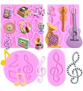 ZiXiang Music Theme Fondant Mold Music Note Silicone Molds Guitar Violin Microphone Headphones Gr...