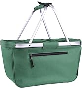 Picnic Basket, SIYUAN 24L Collapsible Market Basket with Two Handles Portable Canvas Grocery Bask...