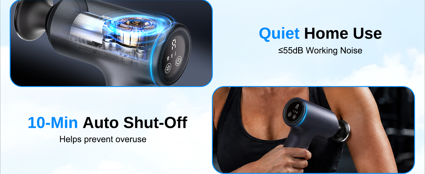 Muscle massage gun with 3 heat levels and pressure-adaptive A Mode for knots, soreness and recovery