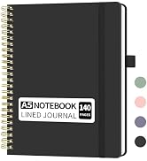 YOXMJDB Lined Spiral Notebook, Small A5 College Ruled Notebook with Pen Holder, 140 Pages Hardcov...