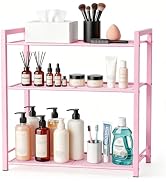 Bathroom Counter Organizer, 3-Tier Countertop Storage Rack, Adjustable Metal Vanity Perfume Skinc...