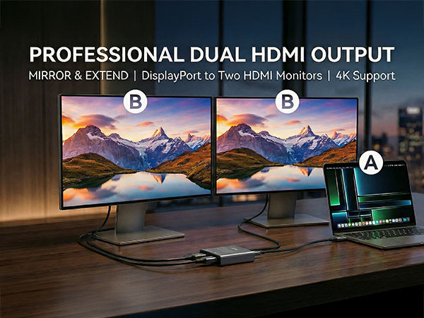 UPTab DP to Dual 4K HDMI Splitter