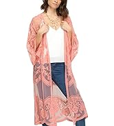FaroDor Women's Flowy Bathing Suit Kimono Cardigan Lace Crochet Swimwear Floral Cover Ups